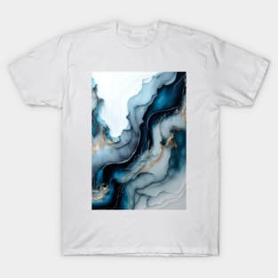 Deep Ocean Waves - Abstract Alcohol Ink Resin Art T-Shirt